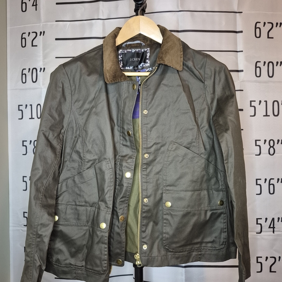 J. Crew Olive Green Jacket with Brown Collar - Picture 2 of 14